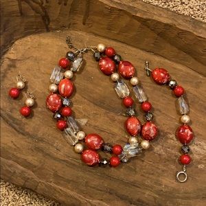 2-Strand Necklace, Bracelet and Earrings